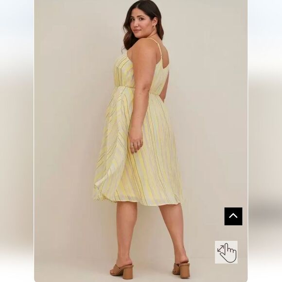 Torrid Yellow Striped Chiffon Midi Dress Size 6X - Picture 5 of 15